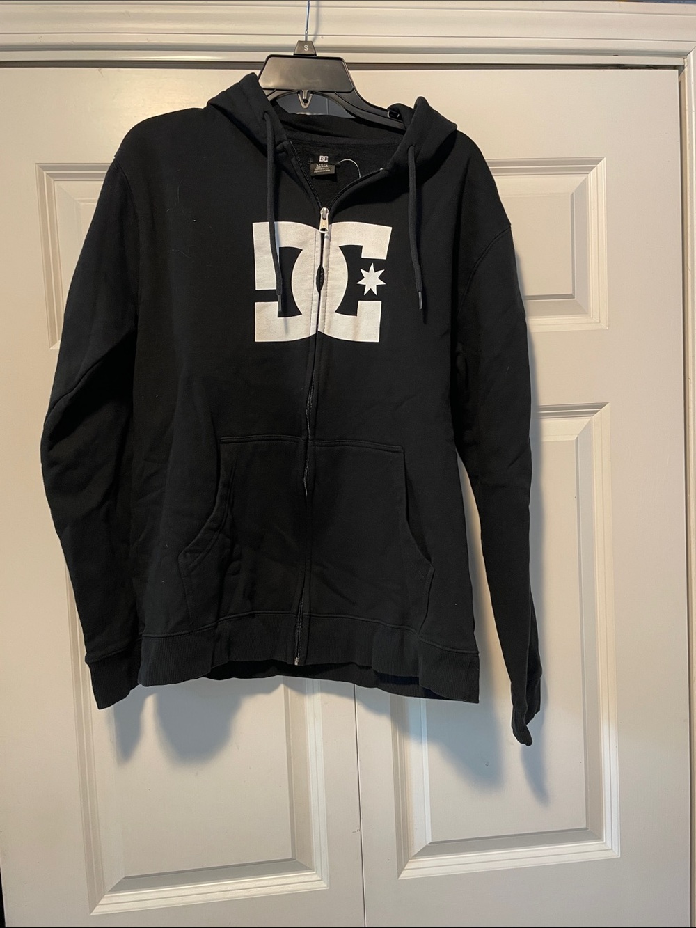 DC Black Full-Zip Hoodie with White Logo